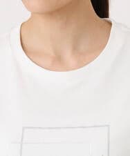 F1KJA70080 MK MICHEL KLEIN(小さいサイズ)(メゾン ドゥ サンク) 【小さいサイズ】フレームロゴデザインTシャツ/UVカット/接触冷感/洗濯機で洗える ホワイト