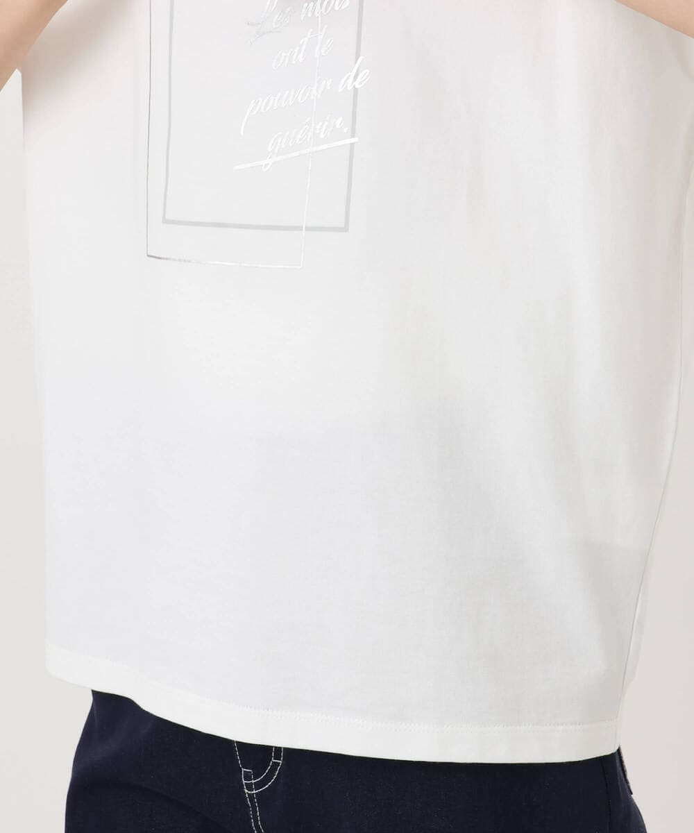 F1KJA70080 MK MICHEL KLEIN(小さいサイズ)(メゾン ドゥ サンク) 【小さいサイズ】フレームロゴデザインTシャツ/UVカット/接触冷感/洗濯機で洗える ホワイト