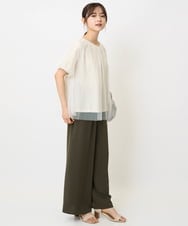 F1KJA71130 MK MICHEL KLEIN(小さいサイズ)(メゾン ドゥ サンク) 【小さいサイズ】先染めストライプ柄チュール カットソー/洗える イエロー