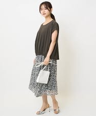 F1KJA73120 MK MICHEL KLEIN(小さいサイズ)(メゾン ドゥ サンク) 【小さいサイズ】フレンチスリーブジャージーカットソー/接触冷感/速乾/洗える/セットアップ対応 グレージュ