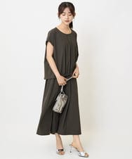 F1KJA73120 MK MICHEL KLEIN(小さいサイズ)(メゾン ドゥ サンク) 【小さいサイズ】フレンチスリーブジャージーカットソー/接触冷感/速乾/洗える/セットアップ対応 グレージュ