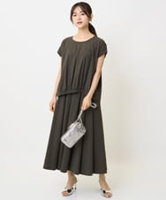 F1KJA73120 MK MICHEL KLEIN(小さいサイズ)(メゾン ドゥ サンク) 【小さいサイズ】フレンチスリーブジャージーカットソー/接触冷感/速乾/洗える/セットアップ対応 グレージュ