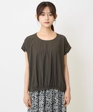 F1KJA73120 MK MICHEL KLEIN(小さいサイズ)(メゾン ドゥ サンク) 【小さいサイズ】フレンチスリーブジャージーカットソー/接触冷感/速乾/洗える/セットアップ対応 グレージュ