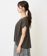 F1KJA73120 MK MICHEL KLEIN(小さいサイズ)(メゾン ドゥ サンク) 【小さいサイズ】フレンチスリーブジャージーカットソー/接触冷感/速乾/洗える/セットアップ対応 グレージュ