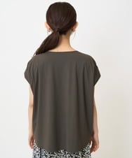 F1KJA73120 MK MICHEL KLEIN(小さいサイズ)(メゾン ドゥ サンク) 【小さいサイズ】フレンチスリーブジャージーカットソー/接触冷感/速乾/洗える/セットアップ対応 グレージュ