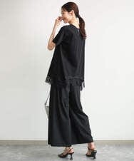 F1KJD21110 MK MICHEL KLEIN(小さいサイズ)(メゾン ドゥ サンク) 【小さいサイズ】[洗える]イレヘムレースデザインカットソー ブラック