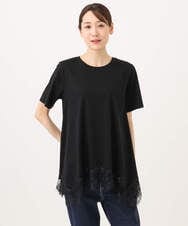 F1KJD21110 MK MICHEL KLEIN(小さいサイズ)(メゾン ドゥ サンク) 【小さいサイズ】[洗える]イレヘムレースデザインカットソー ブラック