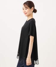 F1KJD21110 MK MICHEL KLEIN(小さいサイズ)(メゾン ドゥ サンク) 【小さいサイズ】[洗える]イレヘムレースデザインカットソー ブラック