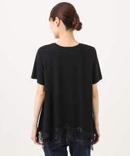 F1KJD21110 MK MICHEL KLEIN(小さいサイズ)(メゾン ドゥ サンク) 【小さいサイズ】[洗える]イレヘムレースデザインカットソー ブラック