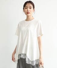 F1KJD21110 MK MICHEL KLEIN(小さいサイズ)(メゾン ドゥ サンク) 【小さいサイズ】[洗える]イレヘムレースデザインカットソー ブラック