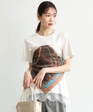 F1KJD21110 MK MICHEL KLEIN(小さいサイズ)(メゾン ドゥ サンク) 【小さいサイズ】[洗える]イレヘムレースデザインカットソー ブラック