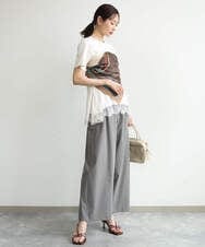 F1KJD21110 MK MICHEL KLEIN(小さいサイズ)(メゾン ドゥ サンク) 【小さいサイズ】[洗える]イレヘムレースデザインカットソー ブラック