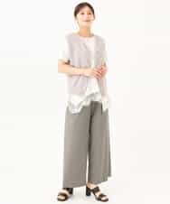 F1KJD21110 MK MICHEL KLEIN(小さいサイズ)(メゾン ドゥ サンク) 【小さいサイズ】[洗える]イレヘムレースデザインカットソー アイボリー