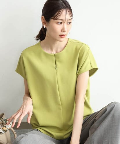 F1KJD22130 MK MICHEL KLEIN(小さいサイズ) 【小さいサイズ】[洗える]前後2way フロントジップデザインカットソー