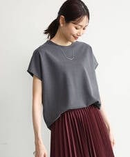 F1KJD22130 MK MICHEL KLEIN(小さいサイズ)(メゾン ドゥ サンク) 【小さいサイズ】[洗える]前後2way フロントジップデザインカットソー ダークグレー