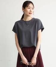 F1KJD22130 MK MICHEL KLEIN(小さいサイズ)(メゾン ドゥ サンク) 【小さいサイズ】[洗える]前後2way フロントジップデザインカットソー ダークグレー
