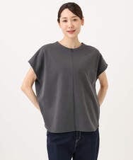 F1KJD22130 MK MICHEL KLEIN(小さいサイズ)(メゾン ドゥ サンク) 【小さいサイズ】[洗える]前後2way フロントジップデザインカットソー ダークグレー