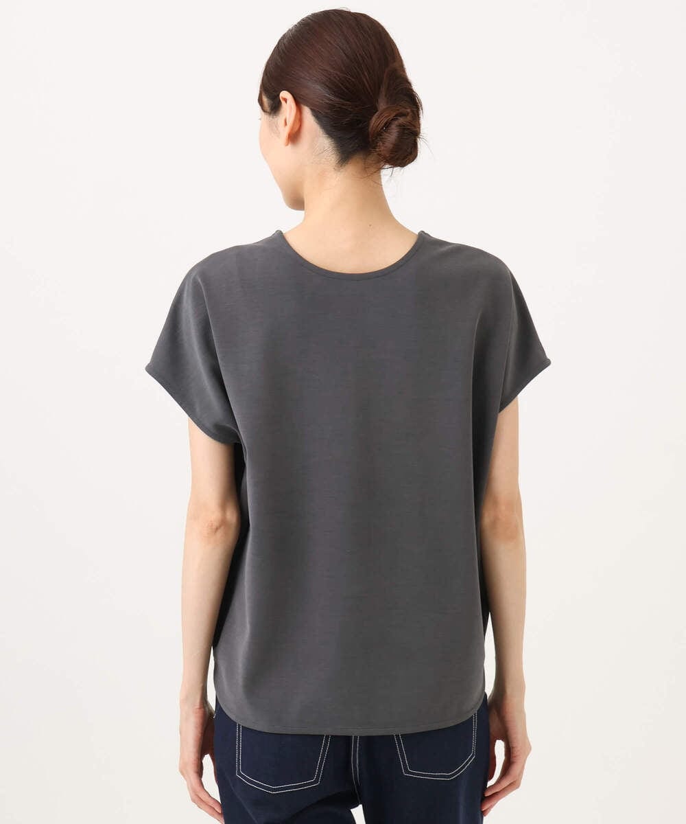 F1KJD22130 MK MICHEL KLEIN(小さいサイズ)(メゾン ドゥ サンク) 【小さいサイズ】[洗える]前後2way フロントジップデザインカットソー ダークグレー
