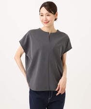F1KJD22130 MK MICHEL KLEIN(小さいサイズ)(メゾン ドゥ サンク) 【小さいサイズ】[洗える]前後2way フロントジップデザインカットソー ダークグレー