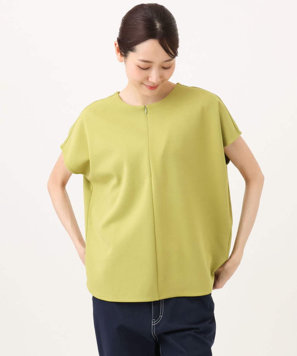 F1KJD22130 MK MICHEL KLEIN(小さいサイズ)(メゾン ドゥ サンク) 【小さいサイズ】[洗える]前後2way フロントジップデザインカットソー ダークグレー