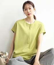 F1KJD22130 MK MICHEL KLEIN(小さいサイズ)(メゾン ドゥ サンク) 【小さいサイズ】[洗える]前後2way フロントジップデザインカットソー ダークグレー
