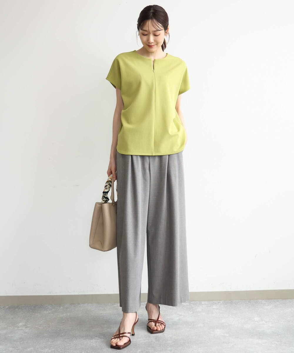 F1KJD22130 MK MICHEL KLEIN(小さいサイズ)(メゾン ドゥ サンク) 【小さいサイズ】[洗える]前後2way フロントジップデザインカットソー ダークグレー