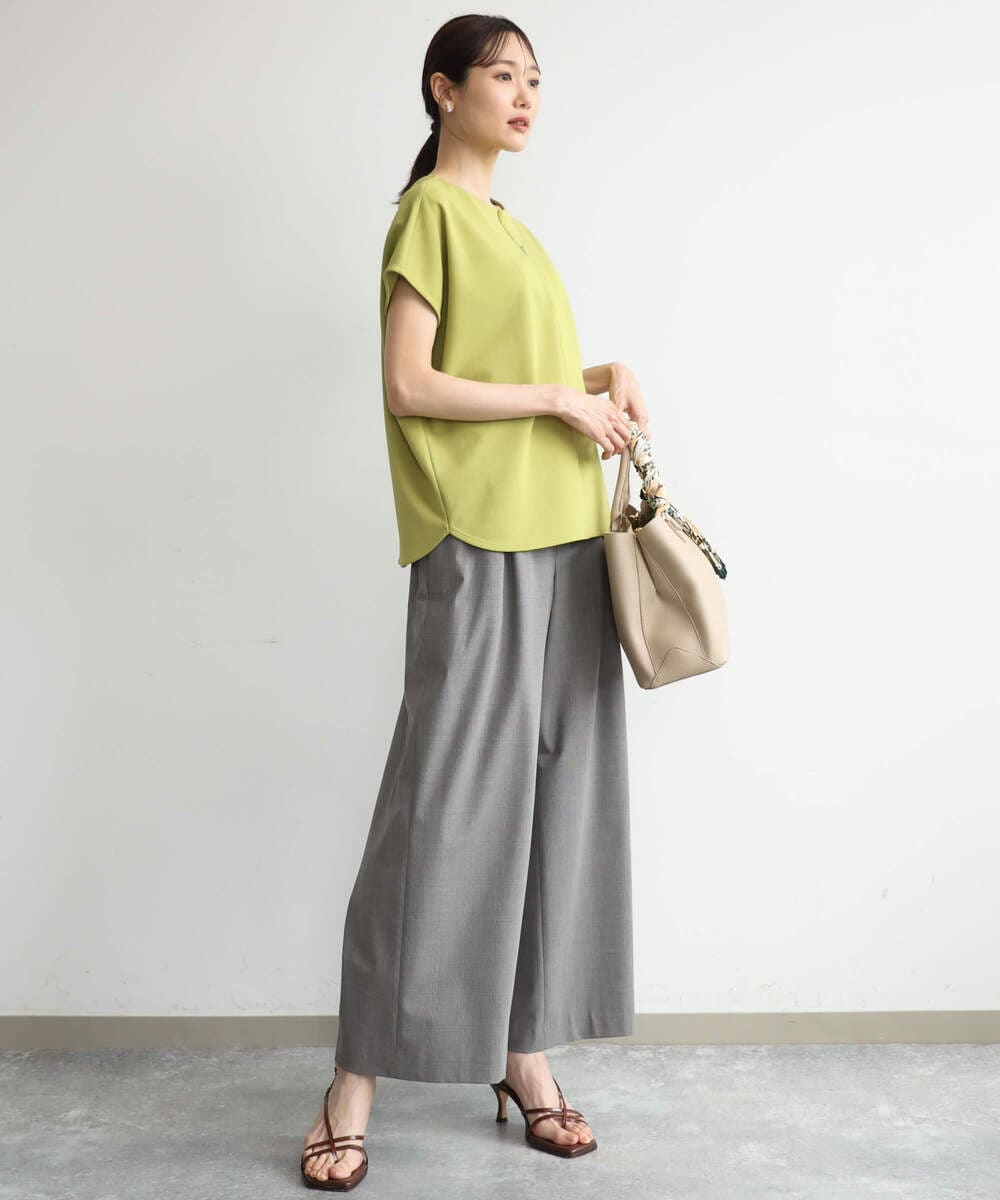 F1KJD22130 MK MICHEL KLEIN(小さいサイズ)(メゾン ドゥ サンク) 【小さいサイズ】[洗える]前後2way フロントジップデザインカットソー ダークグレー