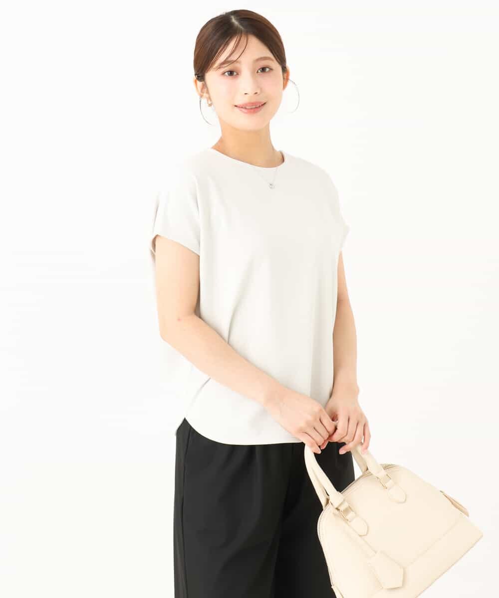 F1KJD22130 MK MICHEL KLEIN(小さいサイズ)(メゾン ドゥ サンク) 【小さいサイズ】[洗える]前後2way フロントジップデザインカットソー オリーブ