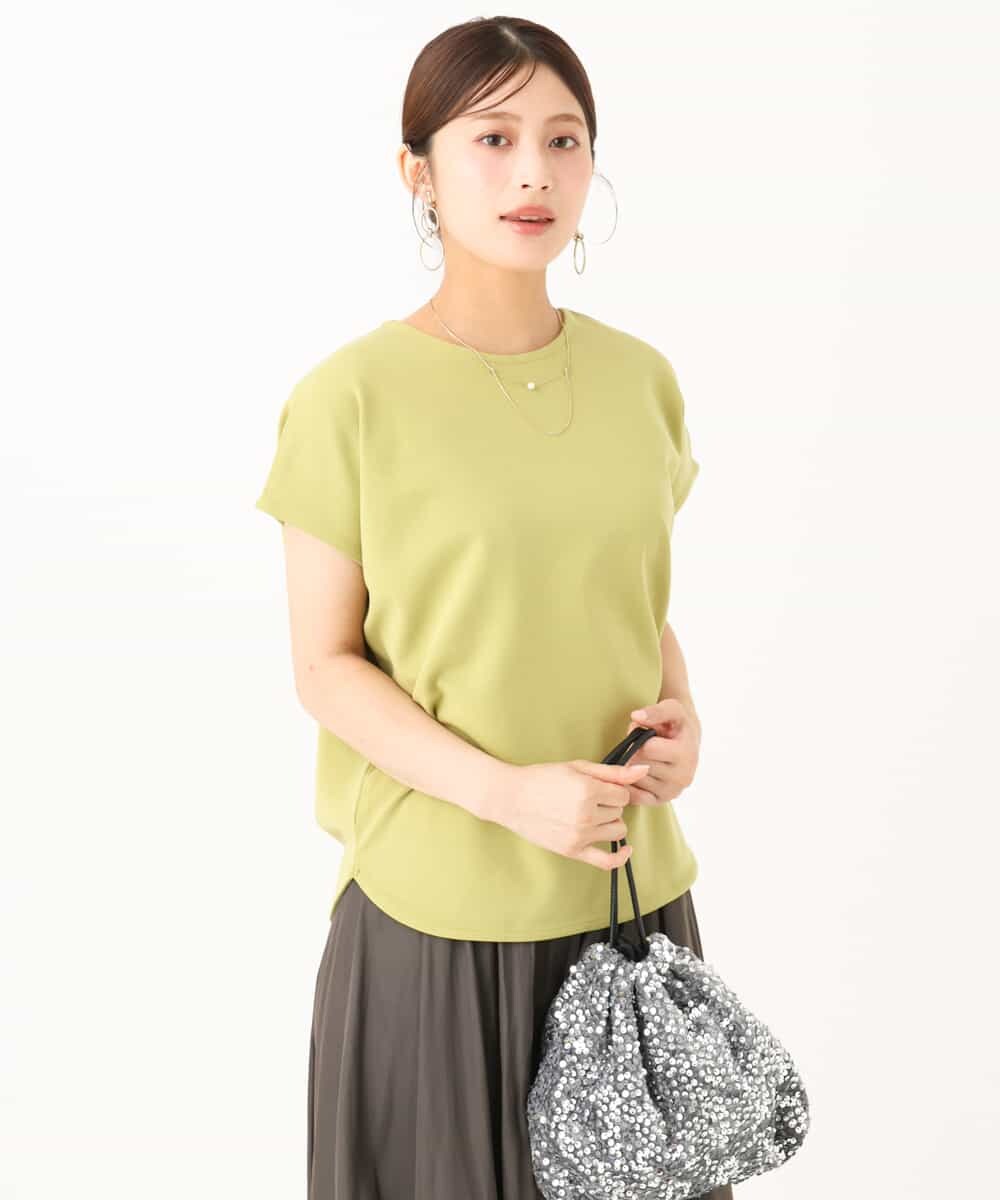 F1KJD22130 MK MICHEL KLEIN(小さいサイズ)(メゾン ドゥ サンク) 【小さいサイズ】[洗える]前後2way フロントジップデザインカットソー オリーブ