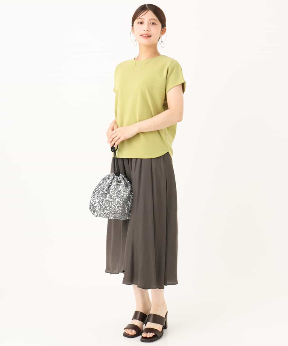 F1KJD22130 MK MICHEL KLEIN(小さいサイズ)(メゾン ドゥ サンク) 【小さいサイズ】[洗える]前後2way フロントジップデザインカットソー オリーブ