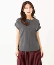 F1KJD22130 MK MICHEL KLEIN(小さいサイズ)(メゾン ドゥ サンク) 【小さいサイズ】[洗える]前後2way フロントジップデザインカットソー ダークグレー
