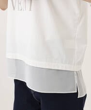 F1KJD23090 MK MICHEL KLEIN(小さいサイズ)(メゾン ドゥ サンク) 【小さいサイズ】[洗える]シフォン切替えフロッキーロゴTシャツ ホワイト