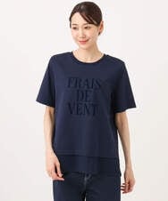 F1KJD23090 MK MICHEL KLEIN(小さいサイズ)(メゾン ドゥ サンク) 【小さいサイズ】[洗える]シフォン切替えフロッキーロゴTシャツ ホワイト