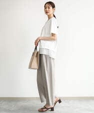 F1KJD23090 MK MICHEL KLEIN(小さいサイズ)(メゾン ドゥ サンク) 【小さいサイズ】[洗える]シフォン切替えフロッキーロゴTシャツ ホワイト