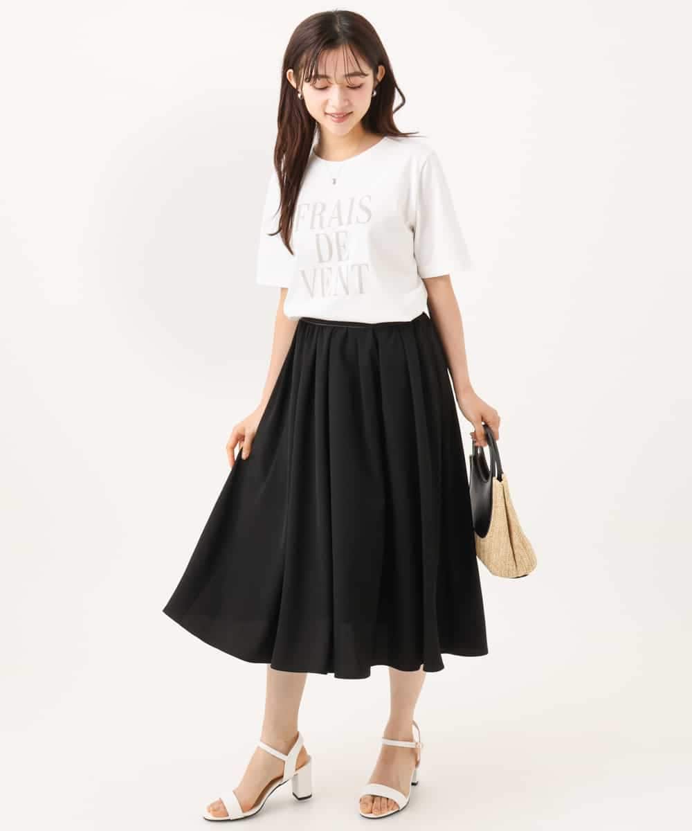 F1KJD23090 MK MICHEL KLEIN(小さいサイズ)(メゾン ドゥ サンク) 【小さいサイズ】[洗える]シフォン切替えフロッキーロゴTシャツ ネイビー