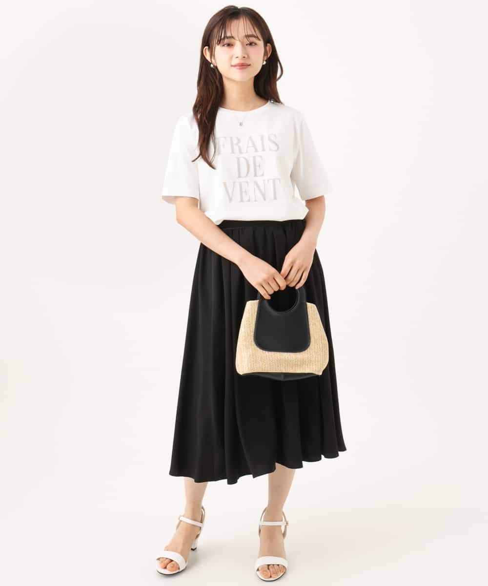 F1KJD23090 MK MICHEL KLEIN(小さいサイズ)(メゾン ドゥ サンク) 【小さいサイズ】[洗える]シフォン切替えフロッキーロゴTシャツ ネイビー