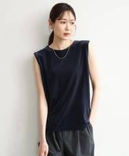 F1KJD24080 MK MICHEL KLEIN(小さいサイズ)(メゾン ドゥ サンク) 【小さいサイズ】[洗える]シアーベロア ノースリーブトップス モカベージュ