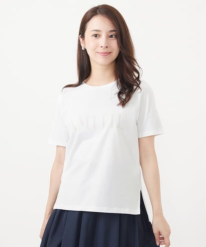 F1KJV20075  【小さいサイズ】フロッキープリントロゴTシャツ/洗える
