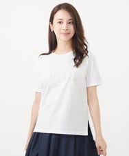 F1KJV20075 MK MICHEL KLEIN(小さいサイズ)(メゾン ドゥ サンク) 【小さいサイズ】フロッキープリントロゴTシャツ/洗える ホワイト