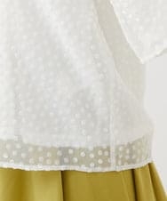 F1KJV21110 MK MICHEL KLEIN(小さいサイズ)(メゾン ドゥ サンク) 【小さいサイズ】フロッキードット柄フレアスリーブカットソー/洗える ホワイト