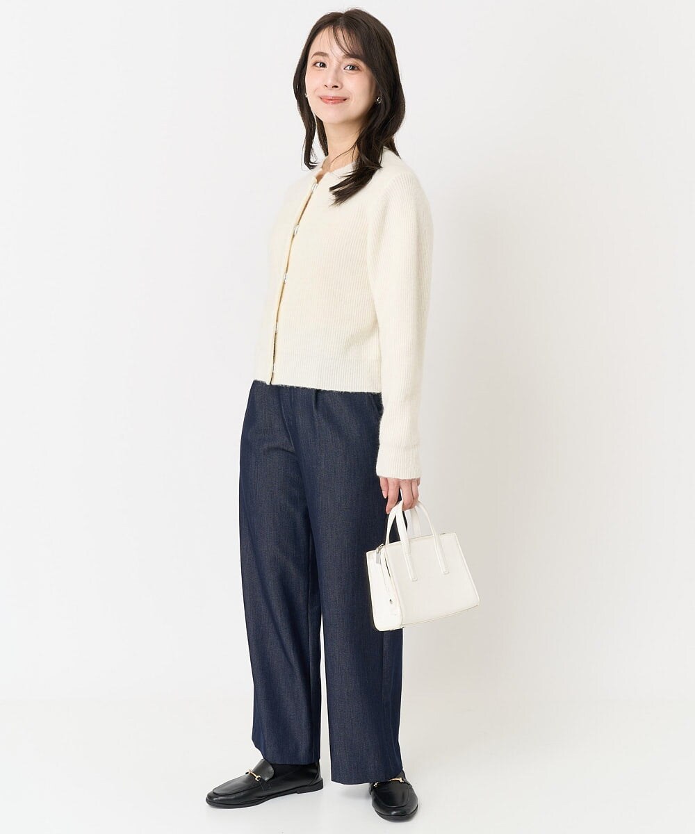 小さいサイズ】裏起毛デニムライクワイドストレートパンツ