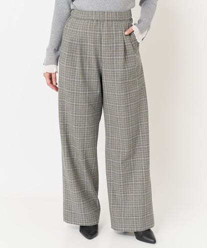 F1LAA54160 MK MICHEL KLEIN(小さいサイズ) 【小さいサイズ】ラメチェックタックワイドパンツ/洗える