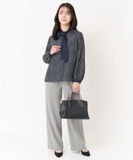F1LAA58160 MK MICHEL KLEIN(小さいサイズ)(メゾン ドゥ サンク) 【小さいサイズ】ツイード調両面起毛ワイドパンツ/洗える ダークグレー