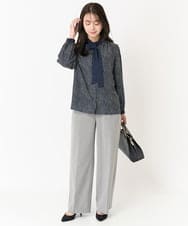 F1LAA58160 MK MICHEL KLEIN(小さいサイズ)(メゾン ドゥ サンク) 【小さいサイズ】ツイード調両面起毛ワイドパンツ/洗える ダークグレー