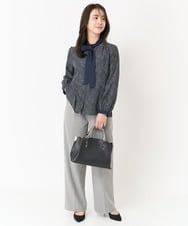 F1LAA58160 MK MICHEL KLEIN(小さいサイズ)(メゾン ドゥ サンク) 【小さいサイズ】ツイード調両面起毛ワイドパンツ/洗える ダークグレー