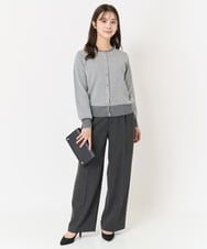 F1LAA58160 MK MICHEL KLEIN(小さいサイズ)(メゾン ドゥ サンク) 【小さいサイズ】ツイード調両面起毛ワイドパンツ/洗える ダークグレー