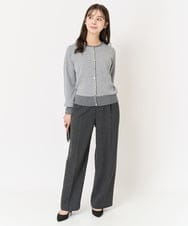 F1LAA58160 MK MICHEL KLEIN(小さいサイズ)(メゾン ドゥ サンク) 【小さいサイズ】ツイード調両面起毛ワイドパンツ/洗える ダークグレー