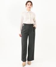 F1LAA58160 MK MICHEL KLEIN(小さいサイズ)(メゾン ドゥ サンク) 【小さいサイズ】ツイード調両面起毛ワイドパンツ/洗える ダークグレー