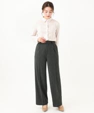 F1LAA58160 MK MICHEL KLEIN(小さいサイズ)(メゾン ドゥ サンク) 【小さいサイズ】ツイード調両面起毛ワイドパンツ/洗える ダークグレー