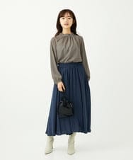 F1LAD09160 MK MICHEL KLEIN(小さいサイズ)(メゾン ドゥ サンク) 【小さいサイズ】起毛サテンガウチョパンツ/洗濯機で洗える ライトブルー